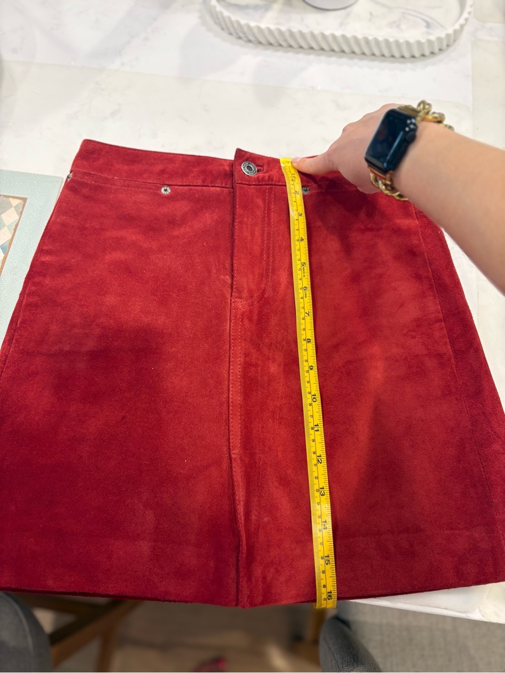 GAP Women's Red Suede A-Line Mini Skirt - Picture 5 of 5